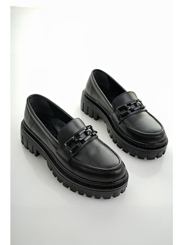 SAMANTHA Kadın Loafer Kalın Taban Tokalı Günlük Casual Makosen Ayakkabı - Görsel 4