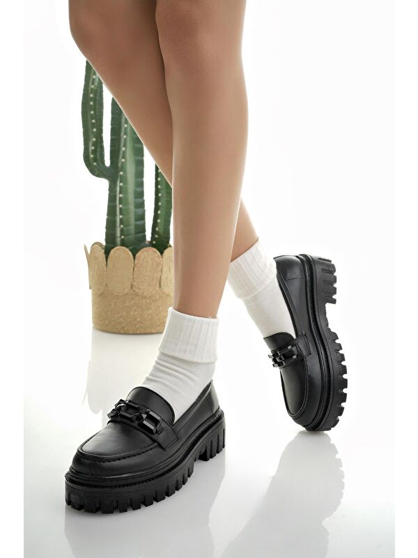 SAMANTHA Kadın Loafer Kalın Taban Tokalı Günlük Casual Makosen Ayakkabı - Görsel 6