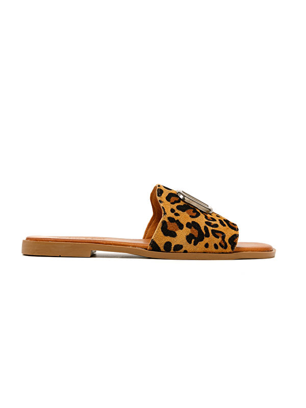 John May Kadın Terlik MAR-25Y-072-1020 Taba Leopar