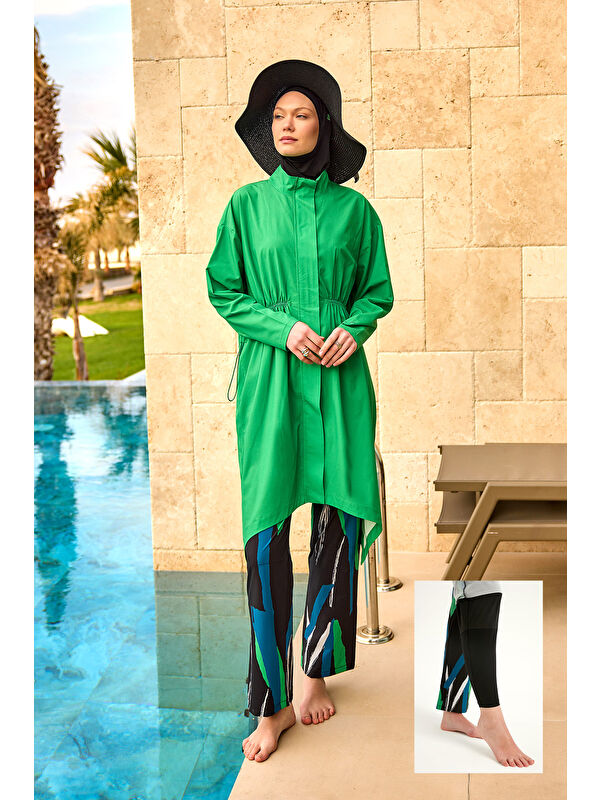 Marina Tam Kapalı Tesettür Mayo M2503-1 Yeşil