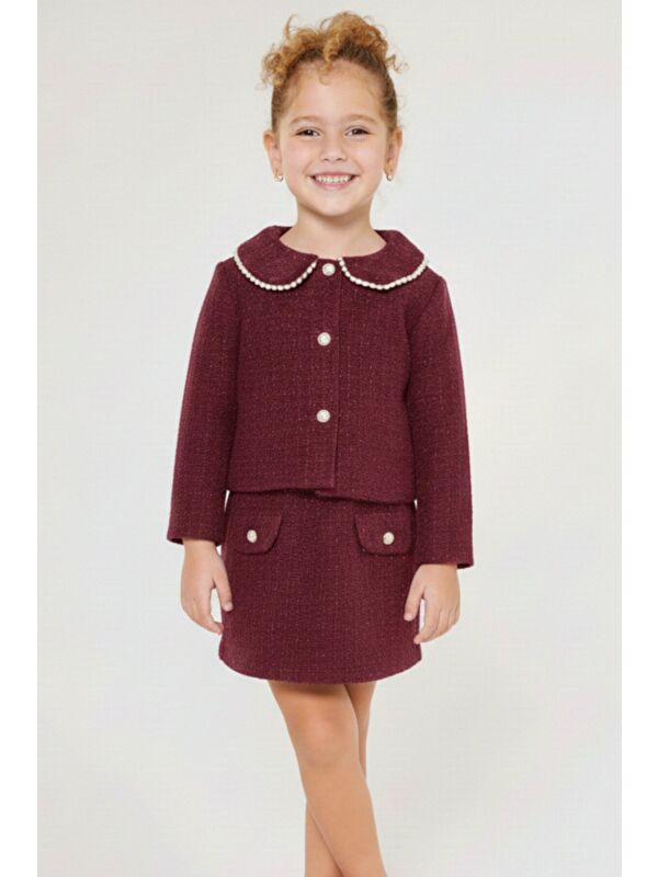 My Kids Wear Kız Çocuk Bayramlık İnci Detaylı Tüvit Takım 12544