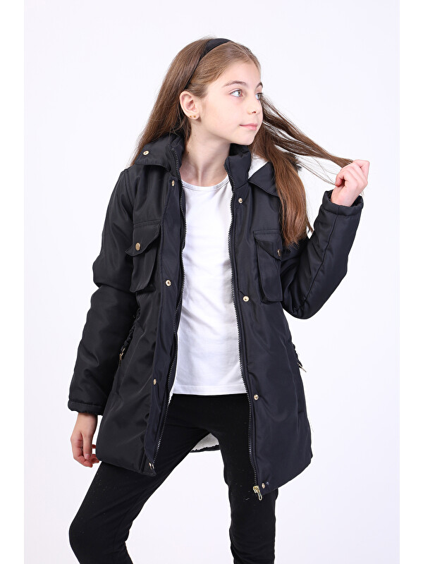 Toontoykids Kız Çocuk Kapüşonlu İçi Kürklü Mont