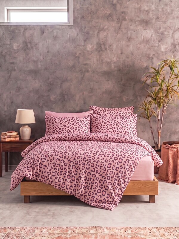 Tabu Home Çift Kişilik Nevresim Seti  Pembe Leopar