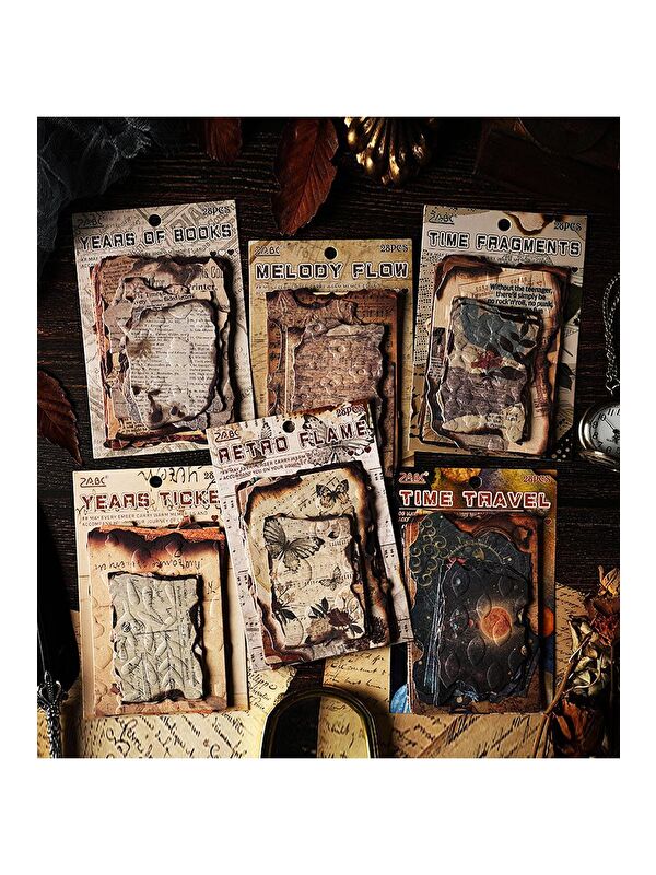Bam Hediyelik Eşya Vintage Tarzı Retro Scrapbook Kağıt Seti (28 Parça)