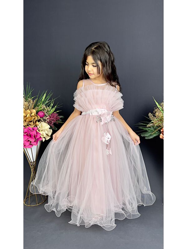 Mnk Baby & Kids Kız Çocuk Robası Katlı Özel Abiye Elbise MNK0475