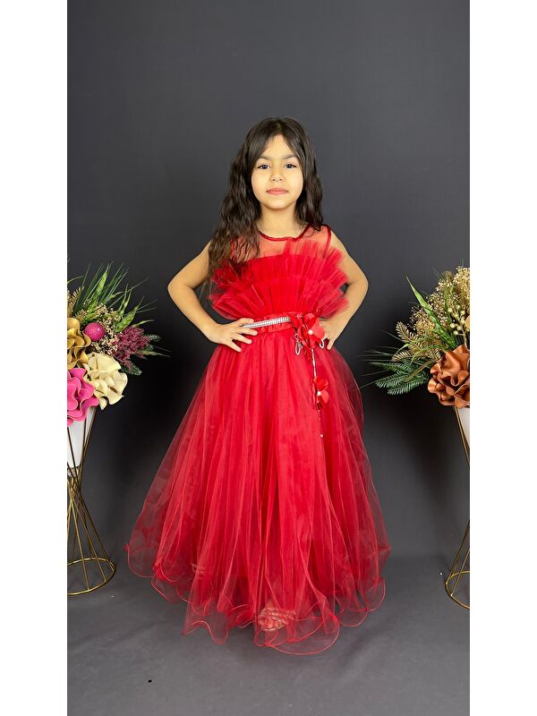 Mnk Baby & Kids Kız Çocuk Robası Katlı Özel Abiye Elbise MNK0475