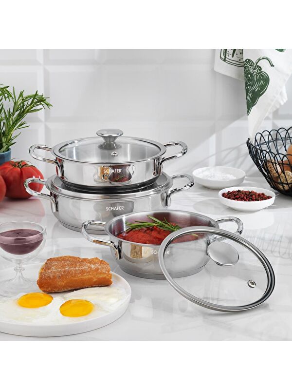 SCHAFER Steel Storm Çelik Sahan Seti 6 Parça-Inox