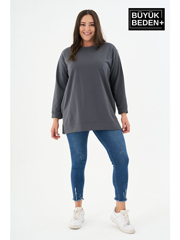 Süperlife Kadın Tunik Büyük Beden ince Sweatshırt SPR26BTK990