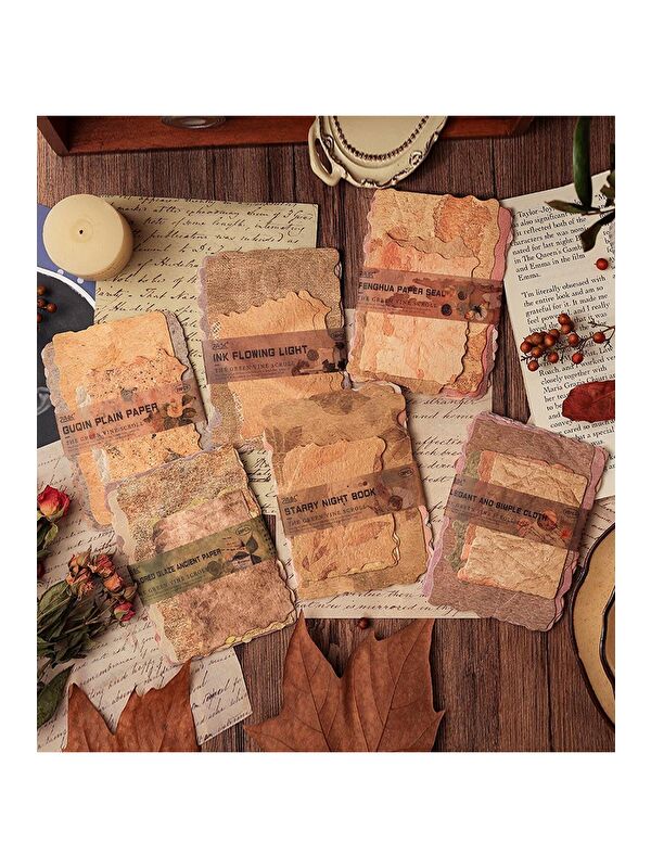 Bam Hediyelik Eşya Vintage Doku Tasarımlı Scrapbook Kağıt Seti (28 Parça)