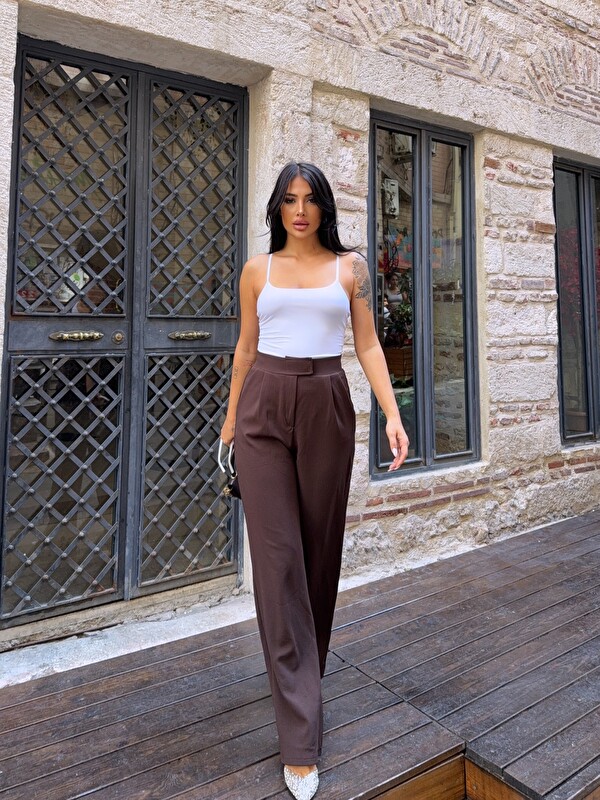 carla10 Elastanlı Cırtlı Palazzo Pantolon