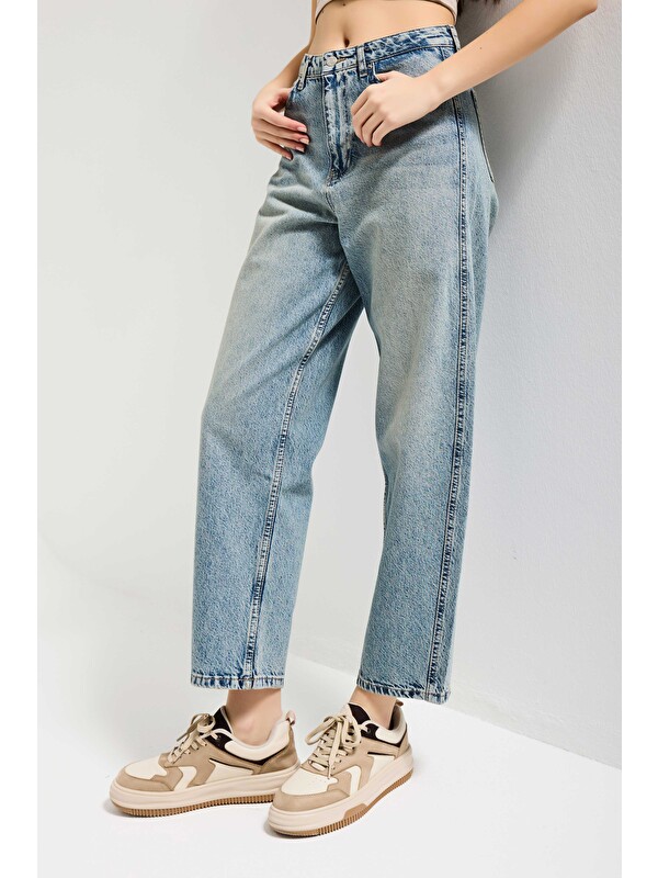 It's Basic Kadın Jean Rengi 4s6-32 Relax Fit %100 Pamuk Denim Jean