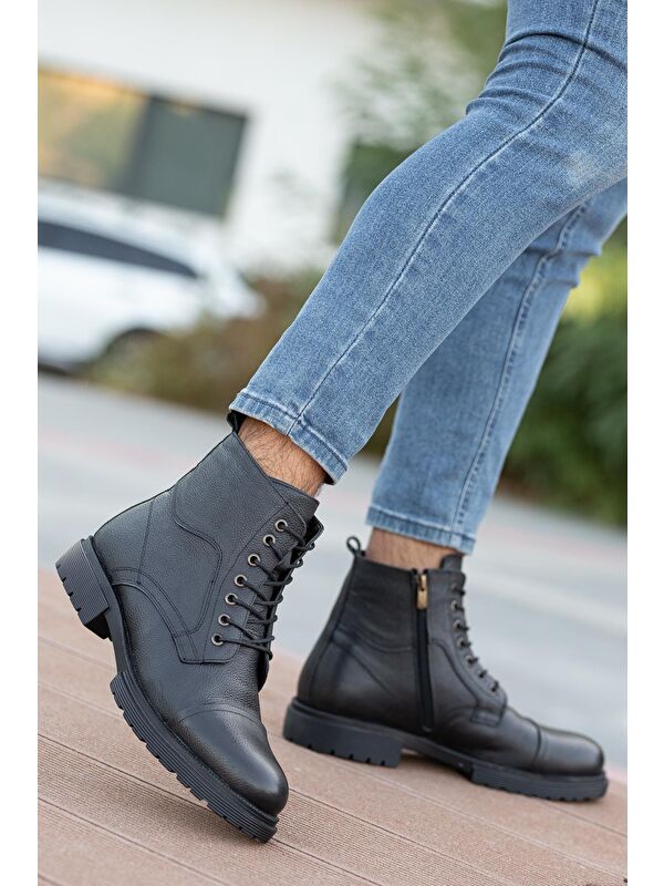 D4002 Hakiki Deri Soğuk Geçiremez Kışlık Erkek Bot - Görsel 3