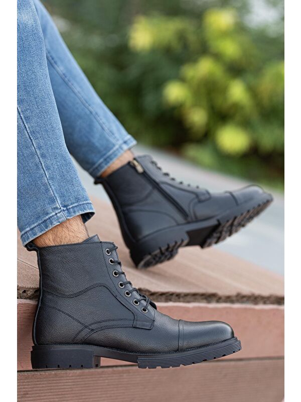D4002 Hakiki Deri Soğuk Geçiremez Kışlık Erkek Bot - Görsel 4
