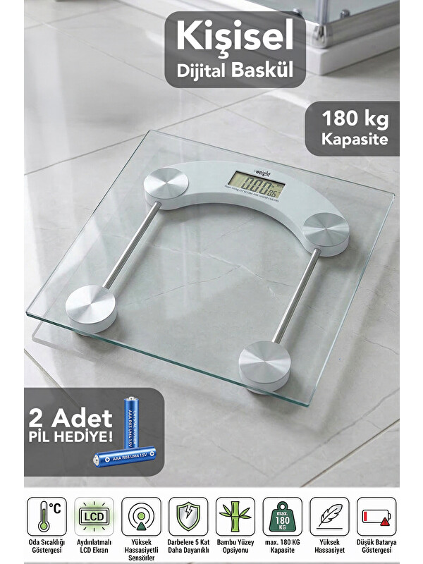 Meleni Home Kişisel Cam Dijital Baskül
