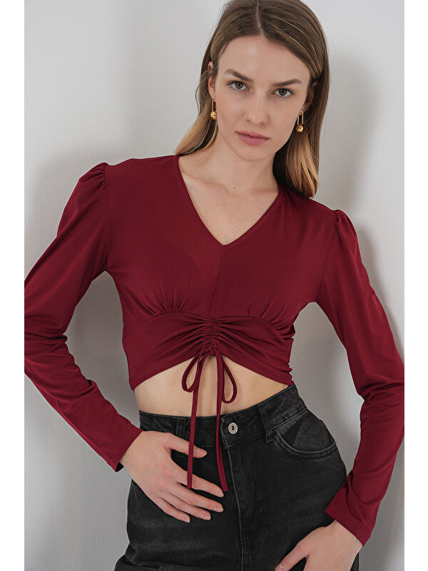 Bigdart 936 Sandy Crop Bluz - Bordo