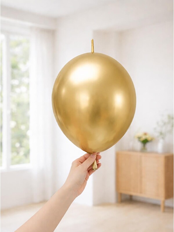 Parti Adresi K-Link Krom Kalisan Balon Parlak Parti Balonu - Altın 12 inc 50'li