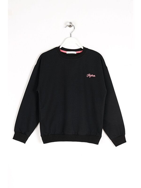 Zepkids Bisiklet Yaka Uzun Kol Siyah Renk Kız Çocuk Sweatshirt