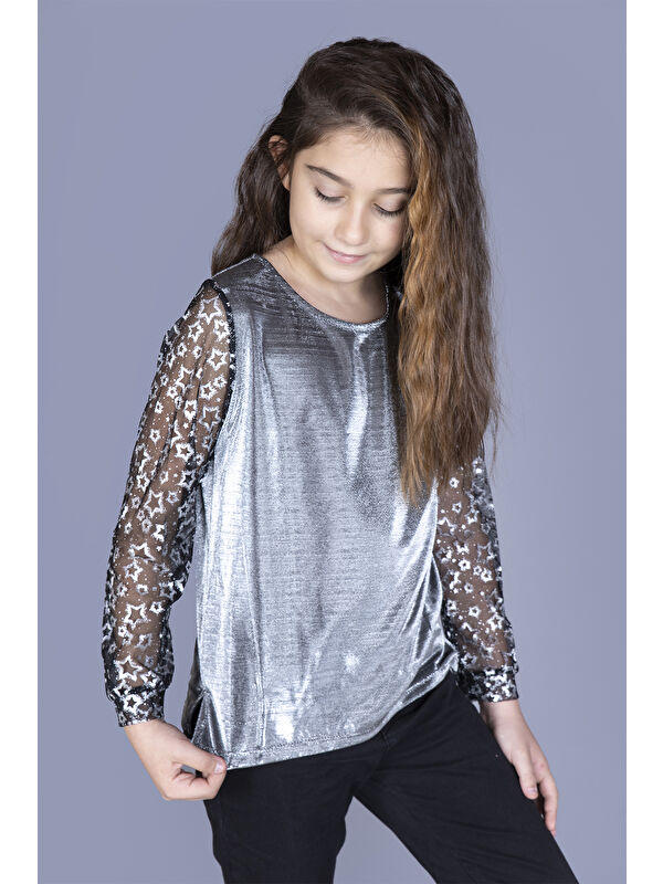Toontoykids Kız Çocuk Kolları Yıldızlı Tişört