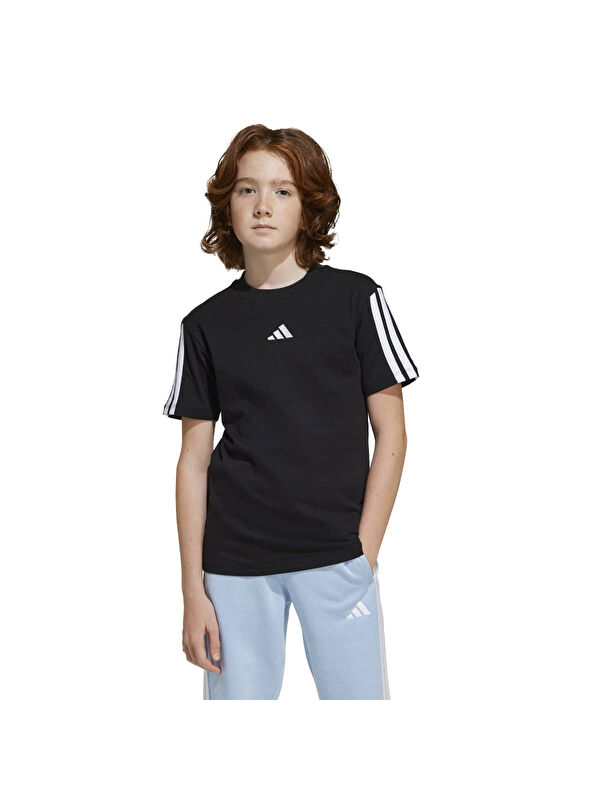 Adidas Essentials Çocuk Siyah Yuvarlak Yaka Tişört