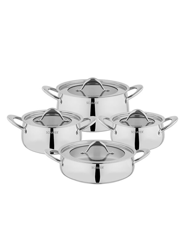 SCHAFER Galaxy Çelik Tencere Seti 8 Parça-Inox