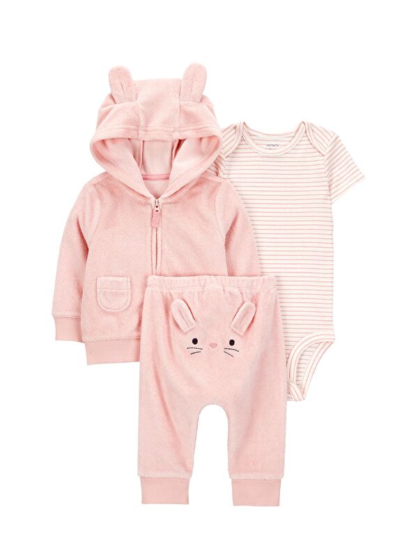 Carter's Kız Bebek Pembe 3Lü Hırkalı