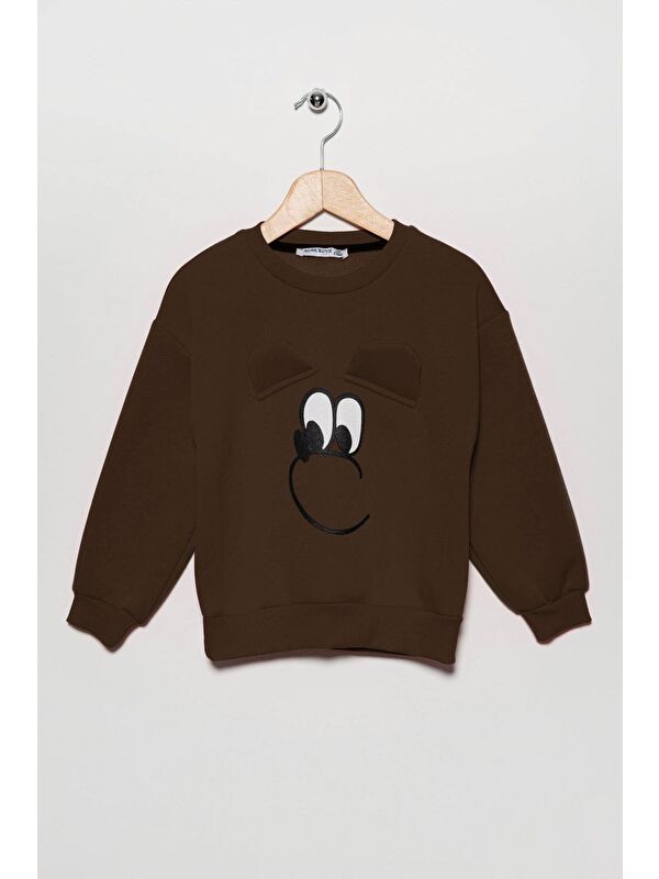 Zepkids Bisiklet Yaka Uzun Kol Kahverengi Renk Kız Çocuk Sweatshirt