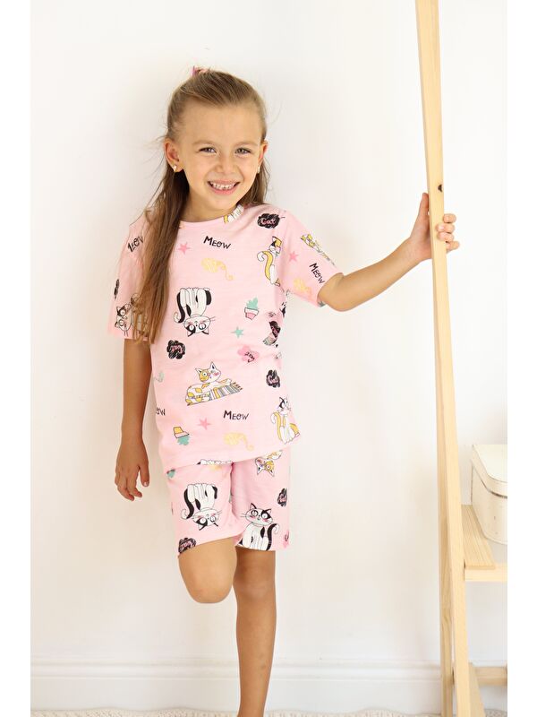 Harika Kids Kız Çocuk Pamuklu Penye Kumaş Şortlu Pijama Takımı