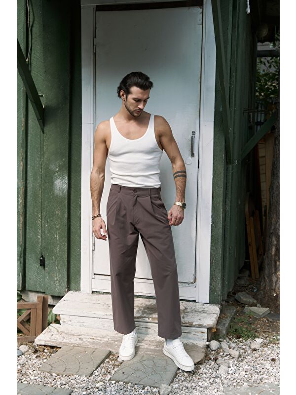 Mai Collection Sergio Düğmeli Kahve Erkek Pantolon