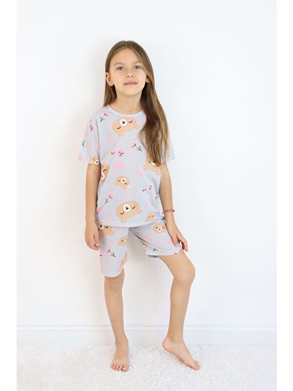 Harika Kids Kız Çocuk Pamuklu Penye Kumaş Şortlu Pijama Takımı