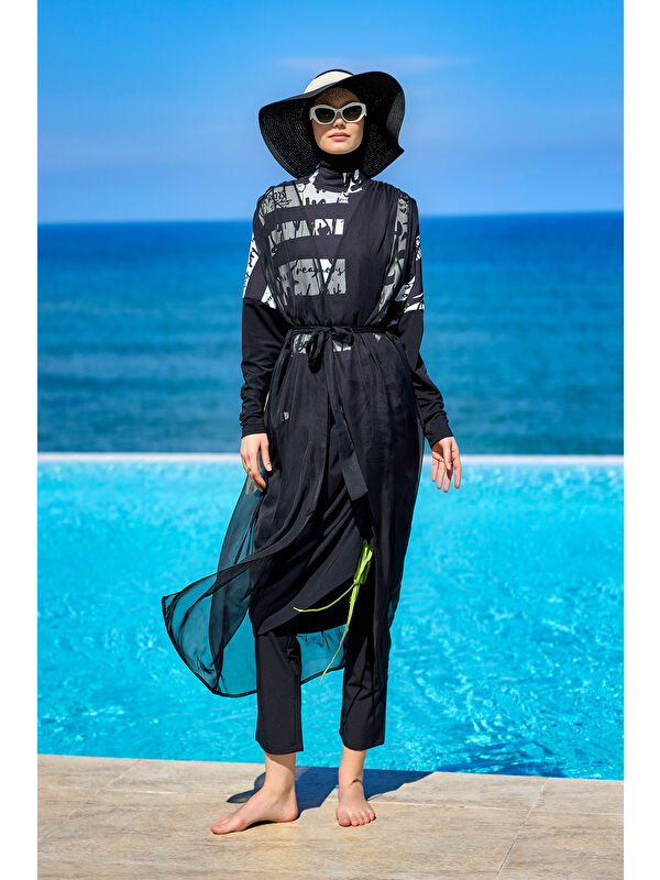 Marina Siyah Pareo Kaftan P2502