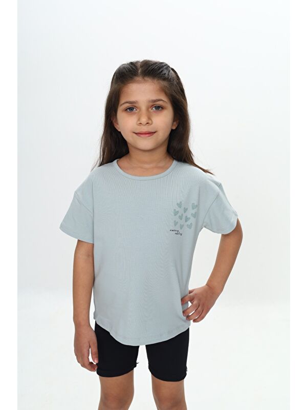 Toontoykids Kız Çocuk Göğsü Çok Kalp Baskılı Tişört
