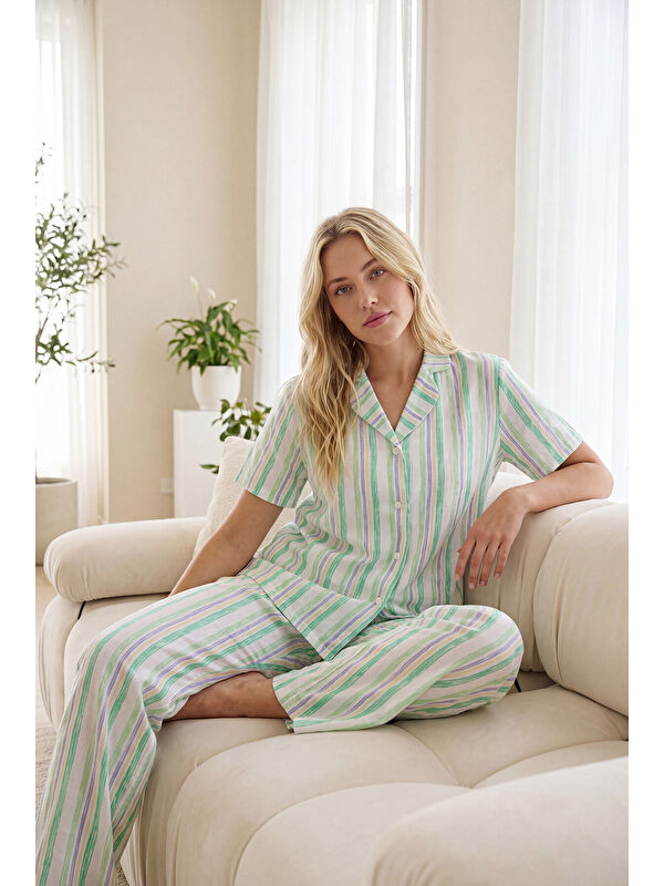 NBB Yeşil Great Day Önden Düğmeli Pijama Takımı