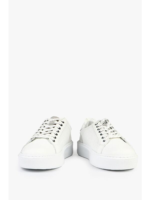 Hakiki Deri Orlean Beyaz Siyah Erkek Ayakkabı - Görsel 6