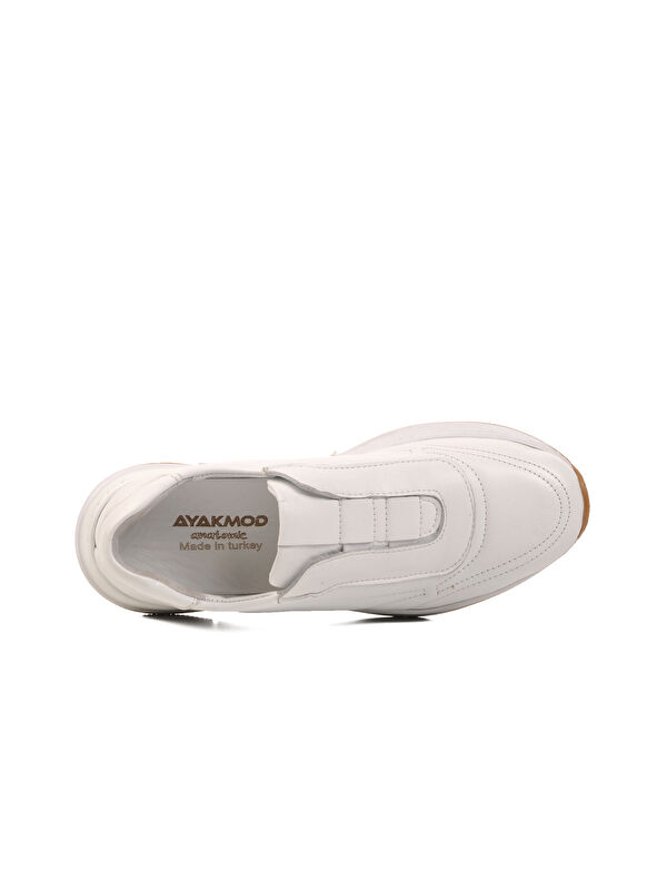 Beyaz Hakiki Deri Anatomik Kadın Casual Ayakkabı AY387 Z - Görsel 5