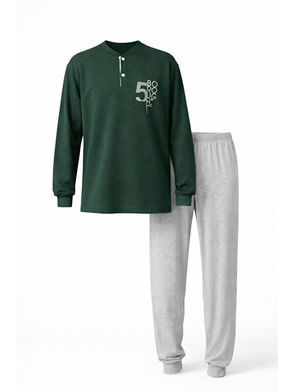 Remsa Erkek Çocuk Garson Boy Pamuk Penye Pijama Takımı 4226 Yeşil01
