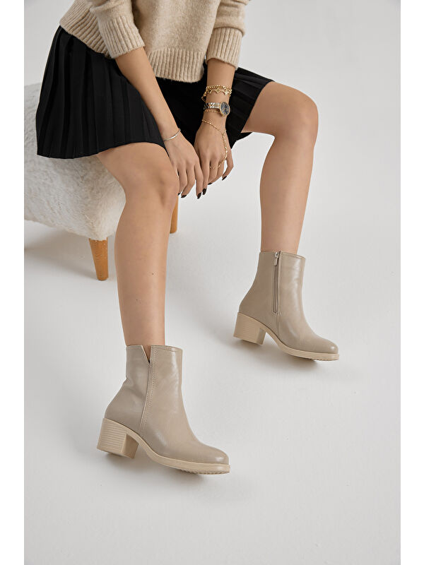 Tonny Black Siyah Tonny Black Cilt Termo Kadın Taban Fermuarlı Topuklu Bot