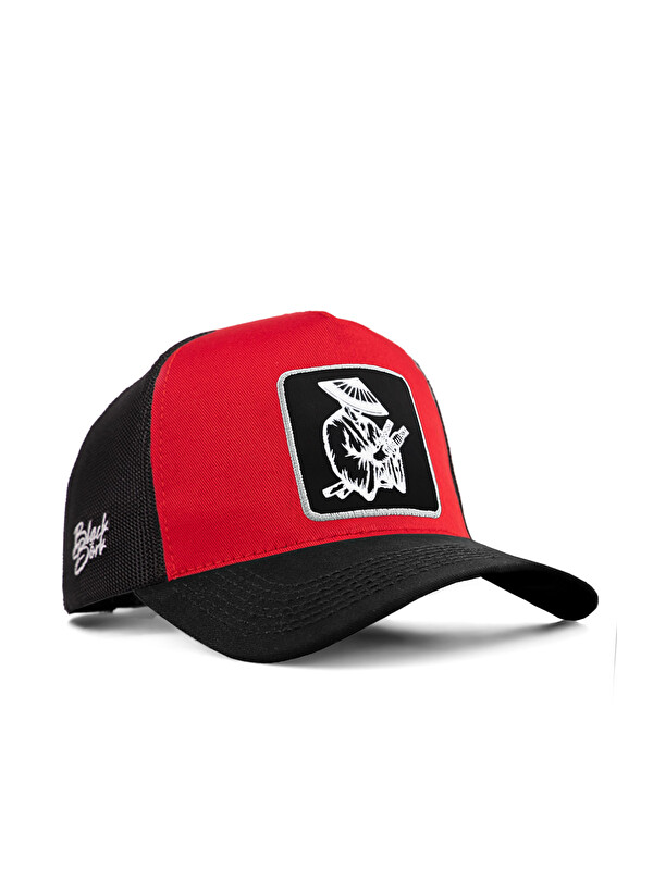 BlackBörk Samuray Logolu Kırmızı-Siyah Trucker Şapka