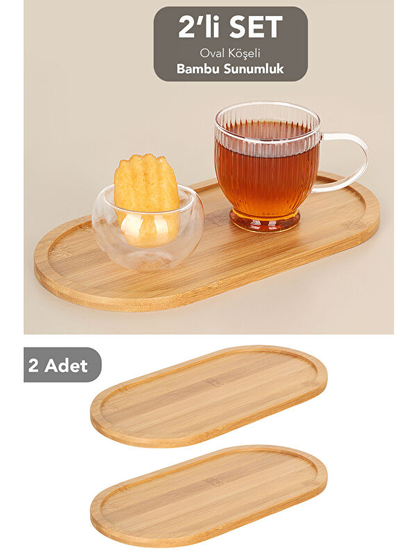 Meleni Home 2 Adet Oval Bambu Sunumluk