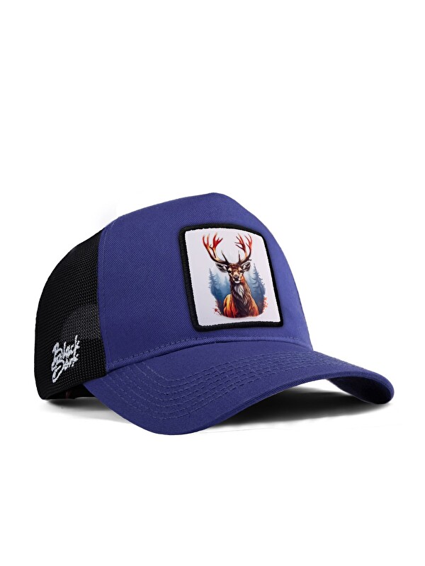 BlackBörk Geyik Logolu Siyah-Mavi Trucker Şapka