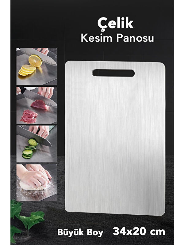 Meleni Home 1 Adet Paslanmaz Çelik Kesme Tahtası