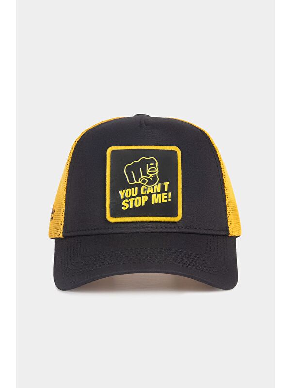 BlackBörk You Can t Stop Me Logolu Siyah-Sarı Trucker Şapka