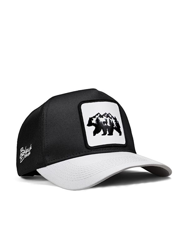 BlackBörk Ayı Logolu Beyaz-Siyah Trucker Şapka
