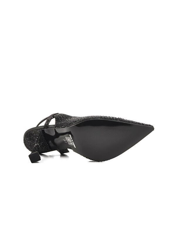 Siyah Kadın Topuklu Taşlı Abiye Ayakkabı 658209 - Görsel 6