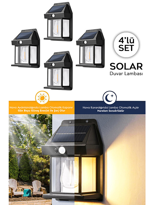 Meleni Home 4 Adet Solar Duvar Lambası