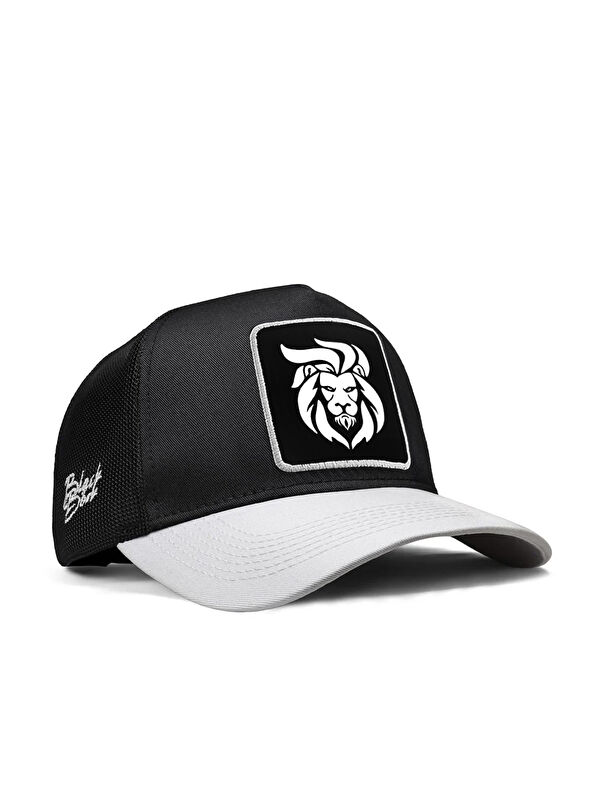 BlackBörk Aslan Logolu Beyaz-Siyah Trucker Şapka