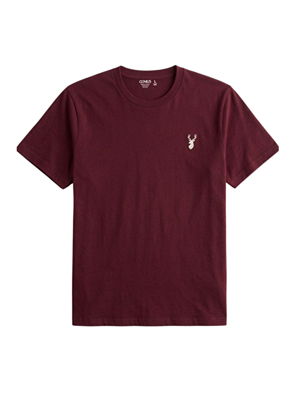 Genius Store Erkek Siyah Tişört %100 Pamuk Süprem Basic Tişört Bisiklet Yaka Nakışlı T-shirt ERKEK-NAKIŞLI