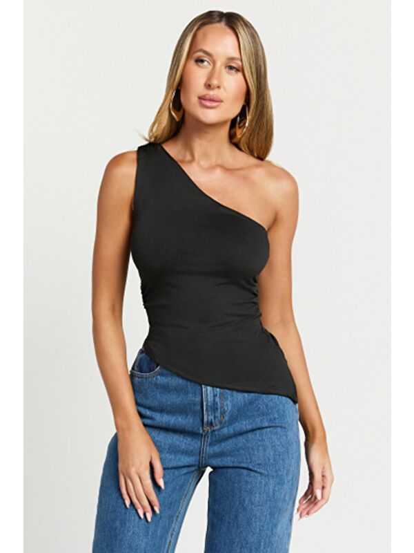 Madmext Siyah Tek Omuzlu Basic Kadın Body Mg2498