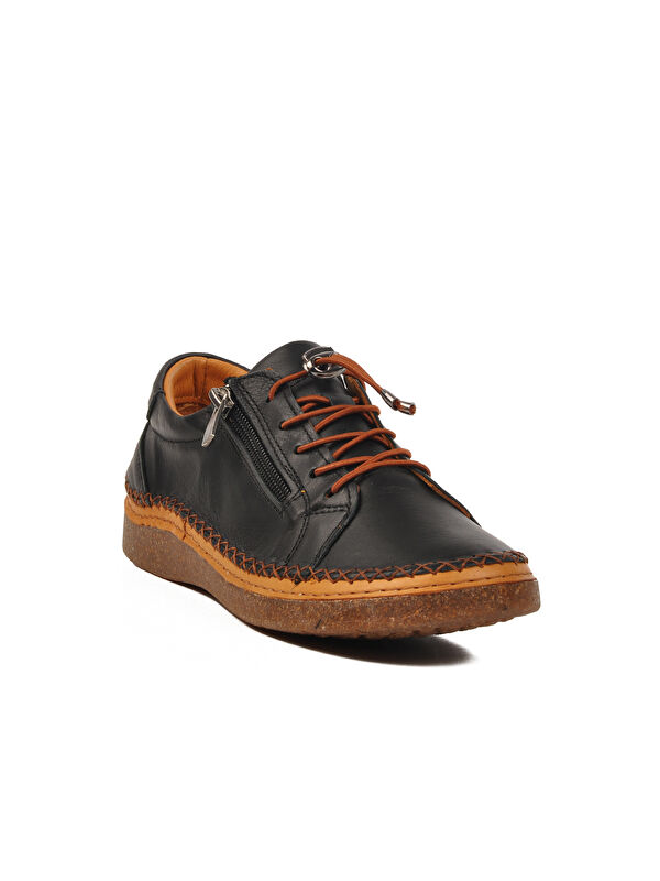 Siyah Hakiki Deri Anatomik Kadın Casual Ayakkabı AY8207 Z - Görsel 4