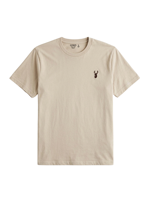 Genius Store Erkek Siyah Tişört %100 Pamuk Süprem Basic Tişört Bisiklet Yaka Nakışlı T-shirt ERKEK-NAKIŞLI