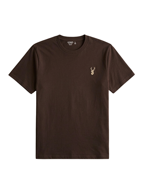 Genius Store Erkek Siyah Tişört %100 Pamuk Süprem Basic Tişört Bisiklet Yaka Nakışlı T-shirt ERKEK-NAKIŞLI